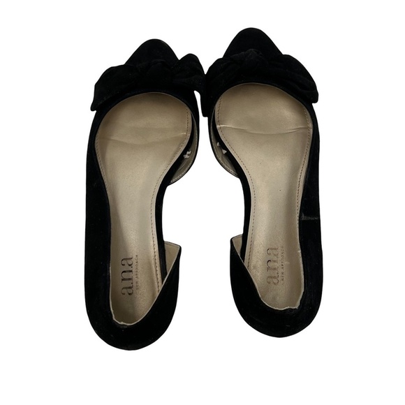 a.n.a Black Suede D’Orsay Pointed Toe Flats Size 7 Women’s - Picture 3 of 7
